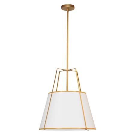 Dainolite 1Lt Trapezoid Pendant Gold/White Shade W/ 790 Diff TRA-1P-GLD-WH